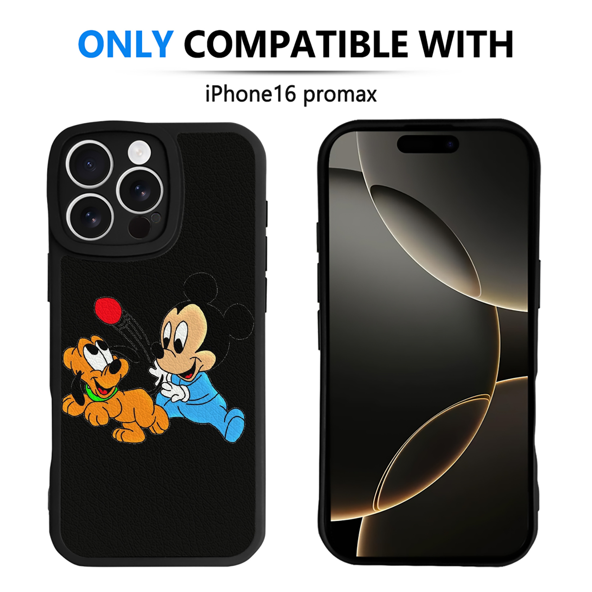 （画像用） ミッキーマウス Mickey Mouse 【iPhone 16シリーズ対応】シリコンスマホケース（レザー調） 材質：シリコン